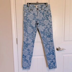 Life In Progress Blue Damask Denim Floral Jeans Size 28